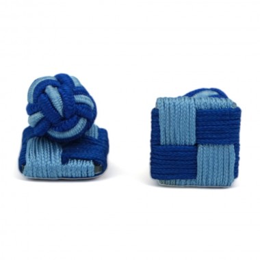 Boutons de manchette Passementerie. Carré et boule. Bleu