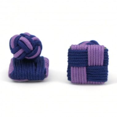 Boutons de manchette Passementerie. Carré et boule. Violet