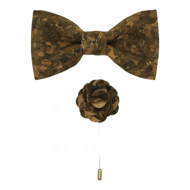 Ensemble en Liège Noeud papillon et sa Broche assortie....