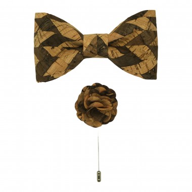 Ensemble en Liège Noeud papillon et sa Broche assortie....