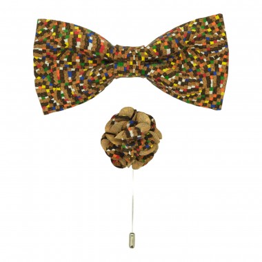 Ensemble en Liège Noeud papillon et Broche assortie....