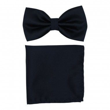 Ensemble Noeud papillon et Pochette assortie, bleu marine...