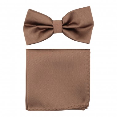Ensemble Noeud papillon et Pochette assortie, marron...