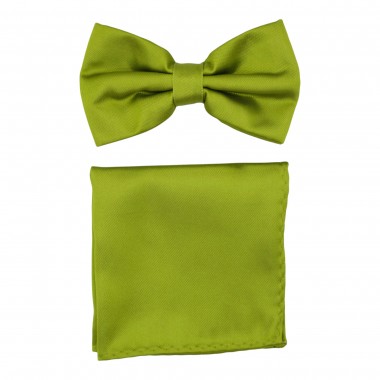 Ensemble Noeud papillon et Pochette assortie, vert olive...