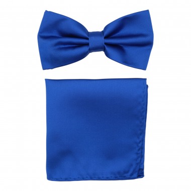 Ensemble Noeud papillon et Pochette assortie, bleu uni.