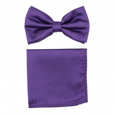 Ensemble Noeud papillon et Pochette assortie, violet uni.
