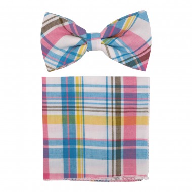 Ensemble Noeud papillon et Pochette assortie, Homme. Rose...