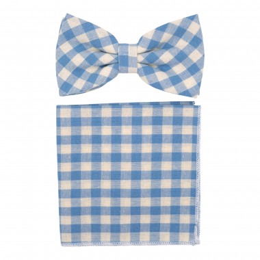 Ensemble Noeud papillon et Pochette assortie, Homme. Bleu...
