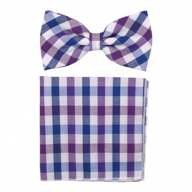 Ensemble Noeud papillon et Pochette assortie, Homme. Bleu...