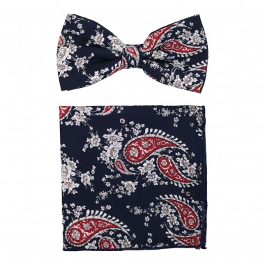 Ensemble Noeud papillon et Pochette assortie, Homme. Bleu...