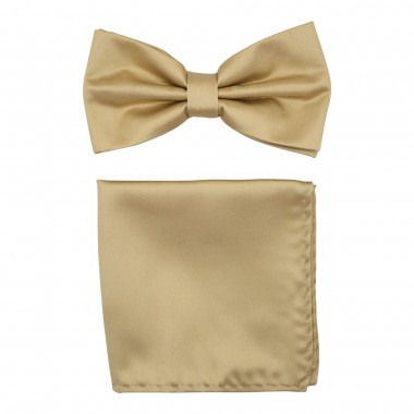 Ensemble Noeud papillon et Pochette assortie, champagne uni.