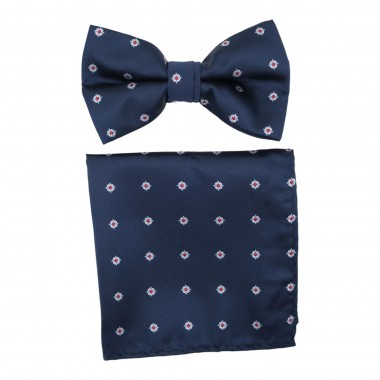 Ensemble Nœud papillon et Pochette assortie. Bleu marine...