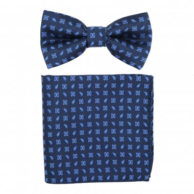 Ensemble Nœud papillon et Pochette assortie. Bleu marine...