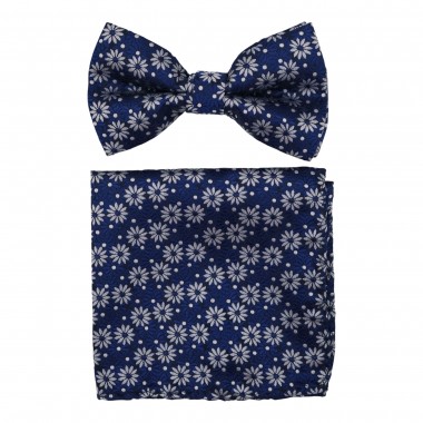 Ensemble Nœud papillon et Pochette assortie. Bleu marine...