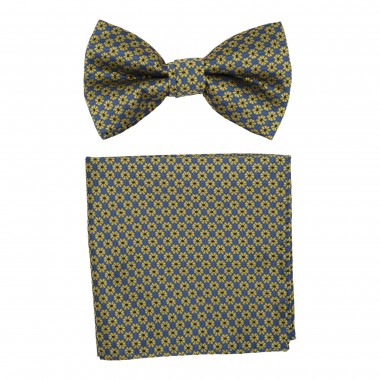 Ensemble Nœud papillon et Pochette assortie. Bleu gris à...