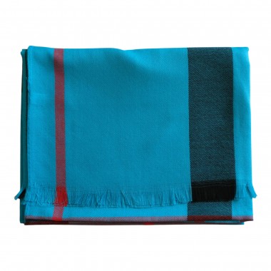 Echarpe à carreaux style Tartan. Bleu turquoise