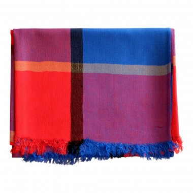 Echarpe à carreaux style Tartan. Bleu roi