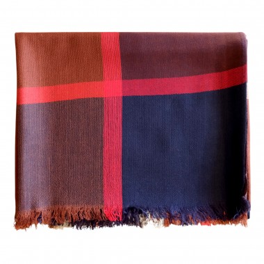 Echarpe à carreaux style Tartan. Marron