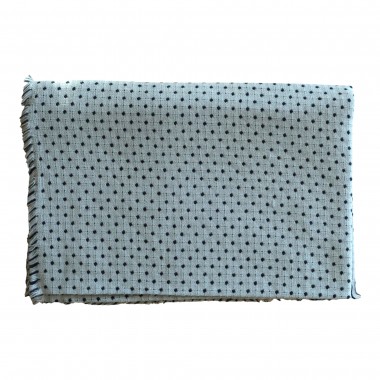 Echarpe Bleue ciel à pois bleu marine