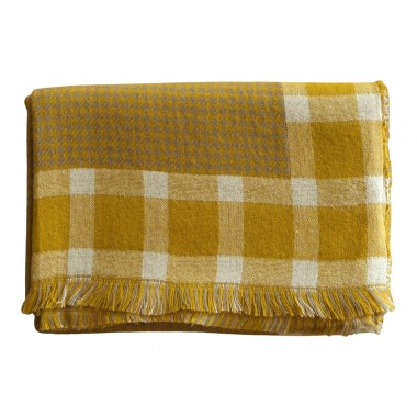 Foulard pour homme Jaune moutarde pied-de-poule
