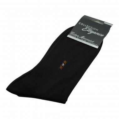 Chaussettes en Coton Mercerisé. Marron foncé et motifs....