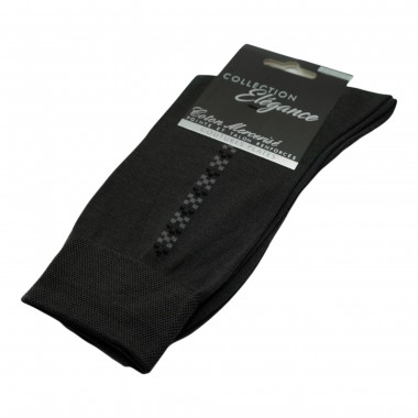 Chaussettes en Coton Mercerisé. Gris et motifs carrés. 42/43
