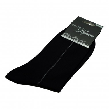 Chaussettes en Coton Mercerisé. Noir et carrés gris. 42/43