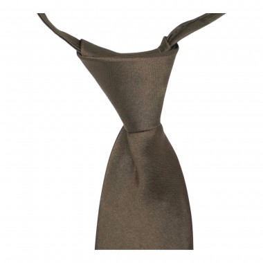 Cravate Enfant Marron foncé uni. Pomme Carré. 6/8 ans