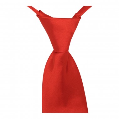 Cravate Enfant Rouge uni. Pomme Carré. 10/12 ans