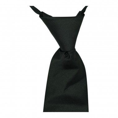 Cravate Enfant Noir uni. Pomme Carré. 6/8 ans