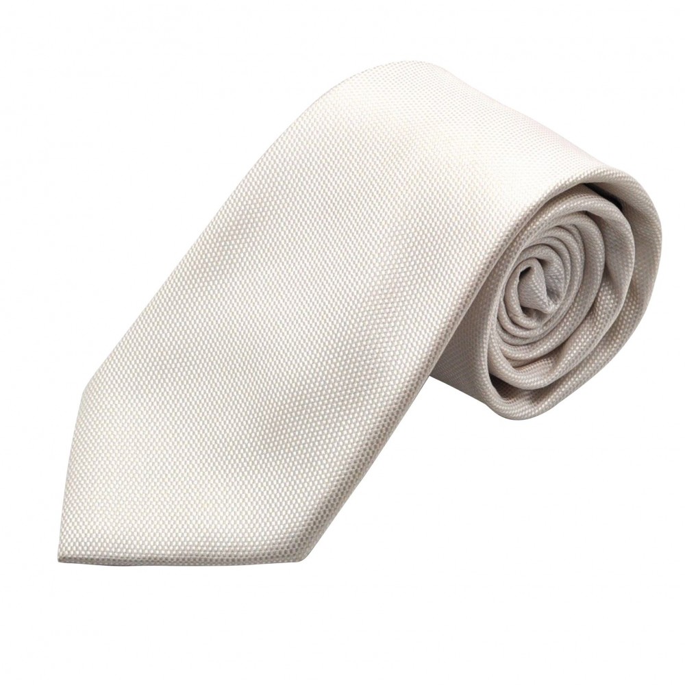 Cravate italienne 100% soie. Blanc uni. Effet quadrillé. 7camicie.