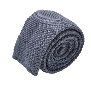 Cravate tricot pour homme. Gris Anthracite. Slim et bout carré.