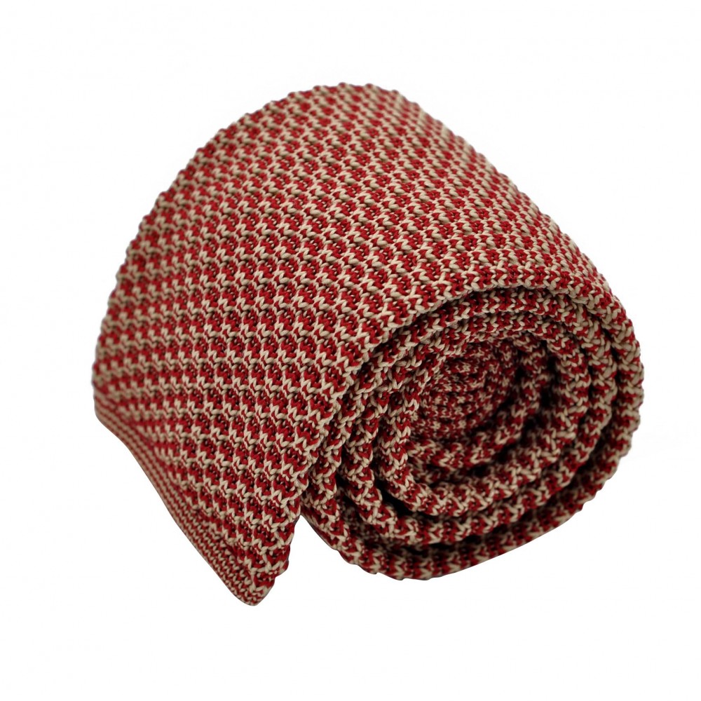 Cravate Tricot vintage quadrillée. Rouge
