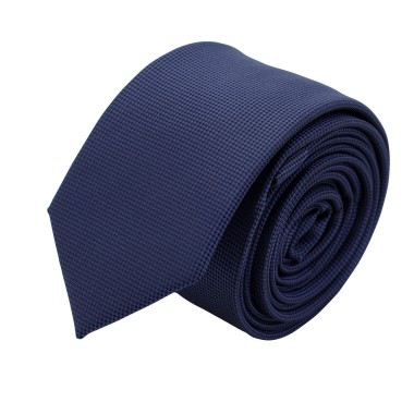 Cravate Slim Homme. Très fin quadrillage Bleu Marine