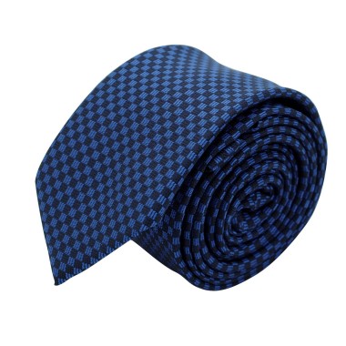 Cravate Slim Homme. Bleu et noir à petits carrés