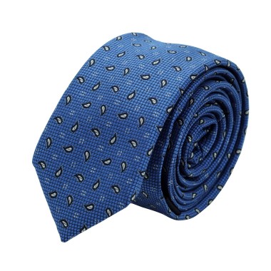 Cravate Slim Homme. Bleu à petits motifs Paisley
