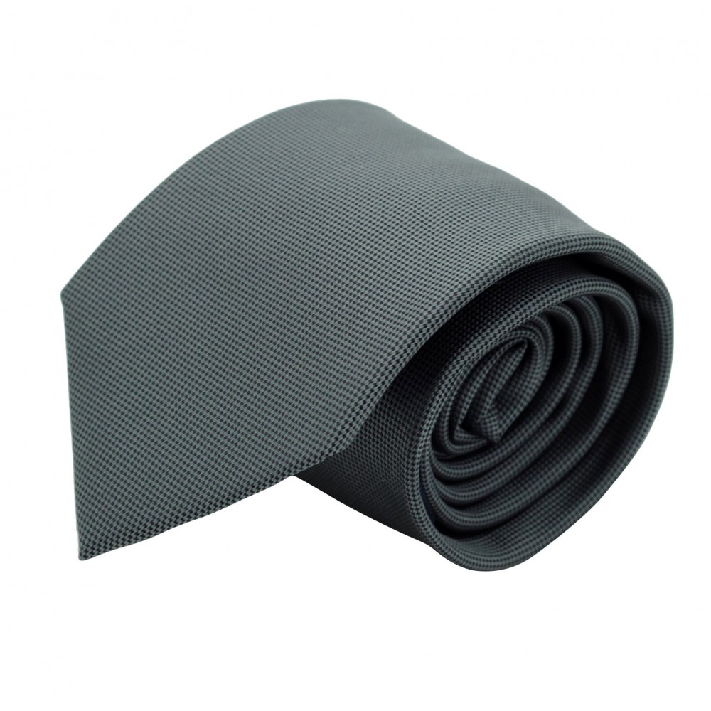 Cravate Classique Homme. Très fin quadrillage Gris Anthracite