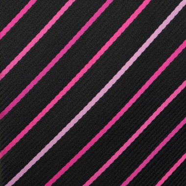 Cravate Classique Homme. Noir à rayures roses 2