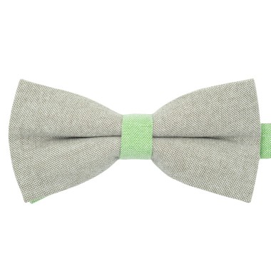 Noeud papillon pastel Beige et Vert. En Coton, bicolore