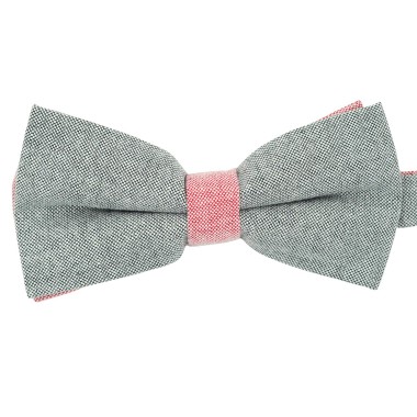 Noeud papillon pastel Gris et Rouge. En Coton, bicolore