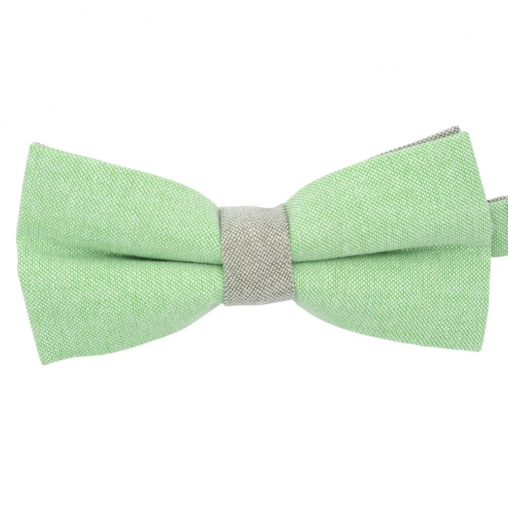 Noeud papillon pastel Vert et Beige. En Coton, bicolore