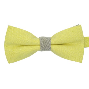 Noeud papillon pastel Jaune et Beige. En Coton, bicolore