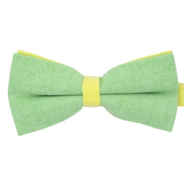 Noeud papillon pastel Vert et Jaune. En Coton, bicolore