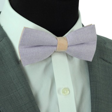 Noeud papillon pastel Parme et Orange. En Coton, bicolore 2