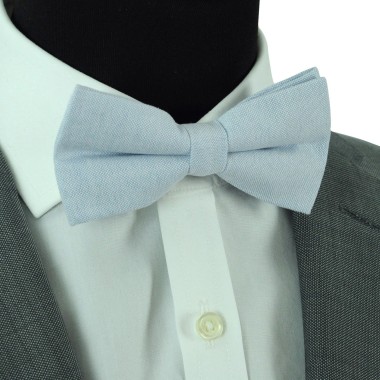Noeud papillon pastel uni Bleu ciel. En Coton 2