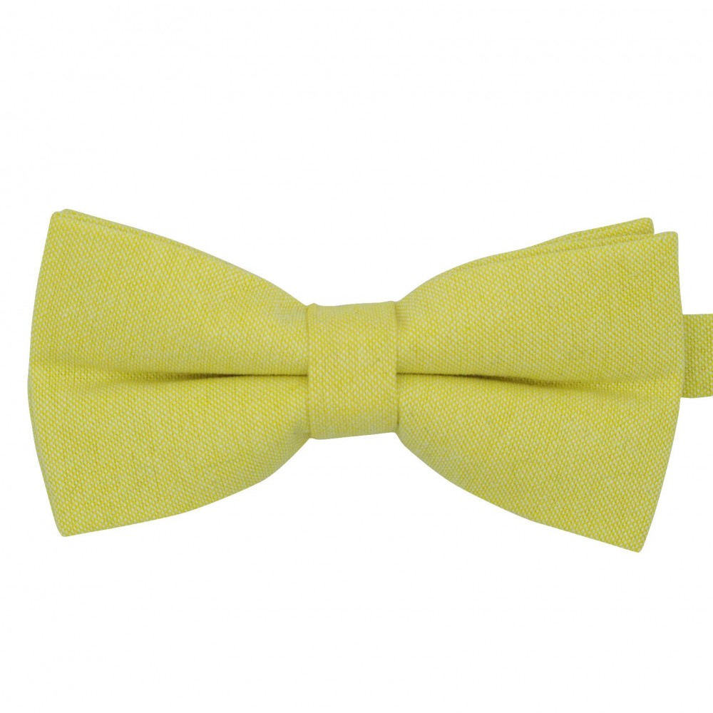 Noeud papillon pastel uni Jaune. En Coton