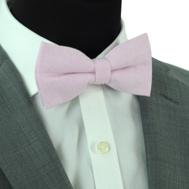 Noeud papillon pastel uni Rose. En Coton 2