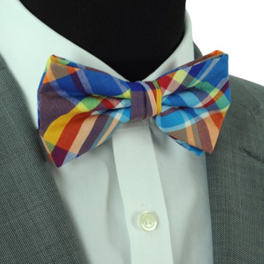 Noeud papillon style Madras typique multicolore. Ruban à revers 2