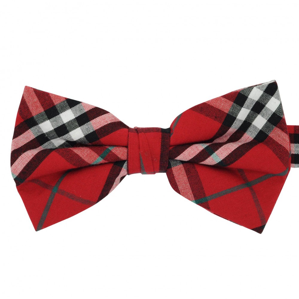 Noeud papillon à carreaux Rouge. Style Tartan, ruban à revers