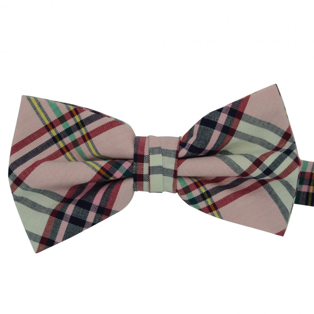 Noeud papillon à carreaux Rose. Style Tartan, ruban à revers